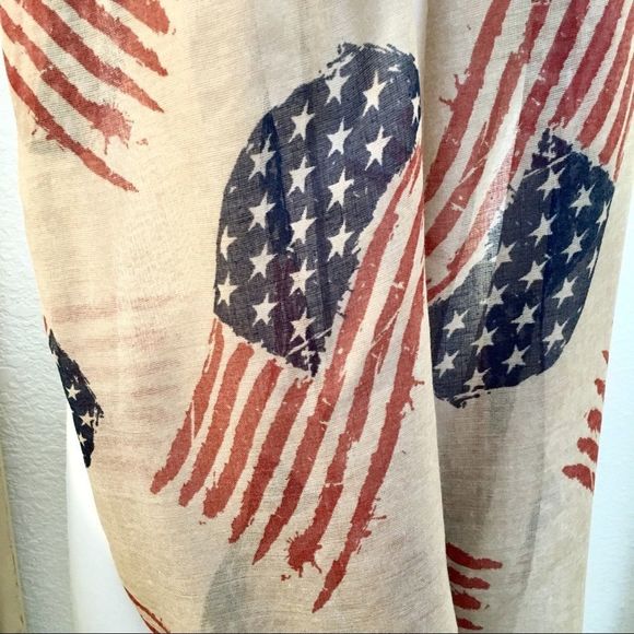 American Flag Print Gauzy Polyester Infinity Scarf - Picture 3 of 4